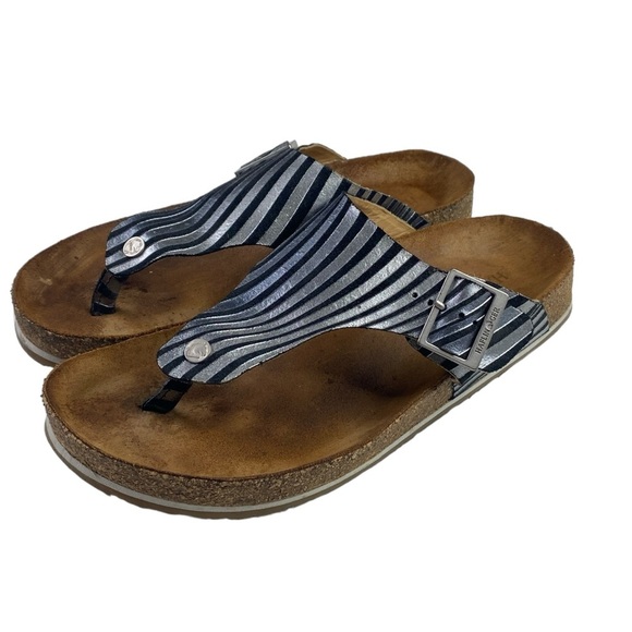 Haflinger Connie Thong Sandal Black Silver 41/10 - Picture 1 of 8